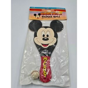 Vintage 1990 Tootsietoy Mickey Mouse Paddle Ball Wooden Toy Sealed No. 249